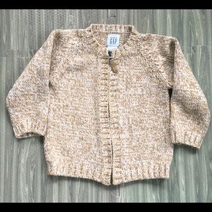 Baby Gap Front Zip Up Camel Cable Knit Sweater 3T